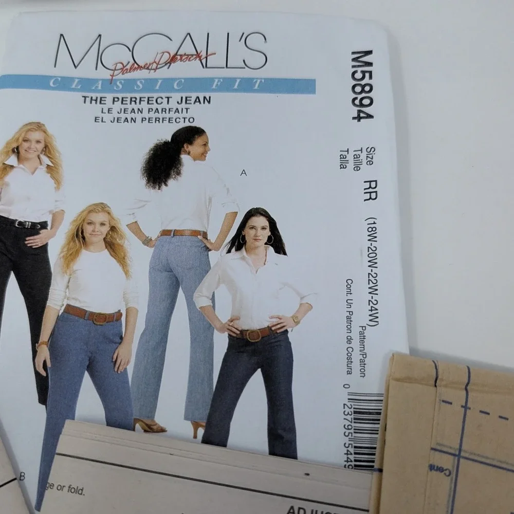 McCalls M5894 Palmer Pletsch The Perfect Jean‎ Sewing Pattern Size 18W-24W RR